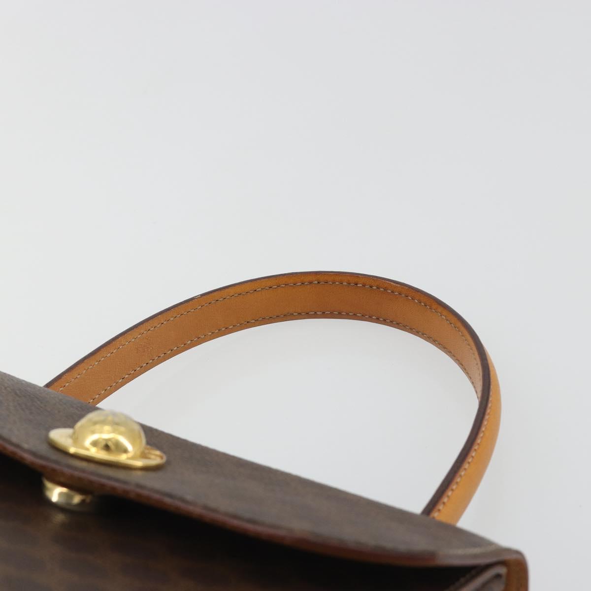 CELINE Macadam Canvas Star ball Hand Bag PVC Leather Brown Gold Auth 195298