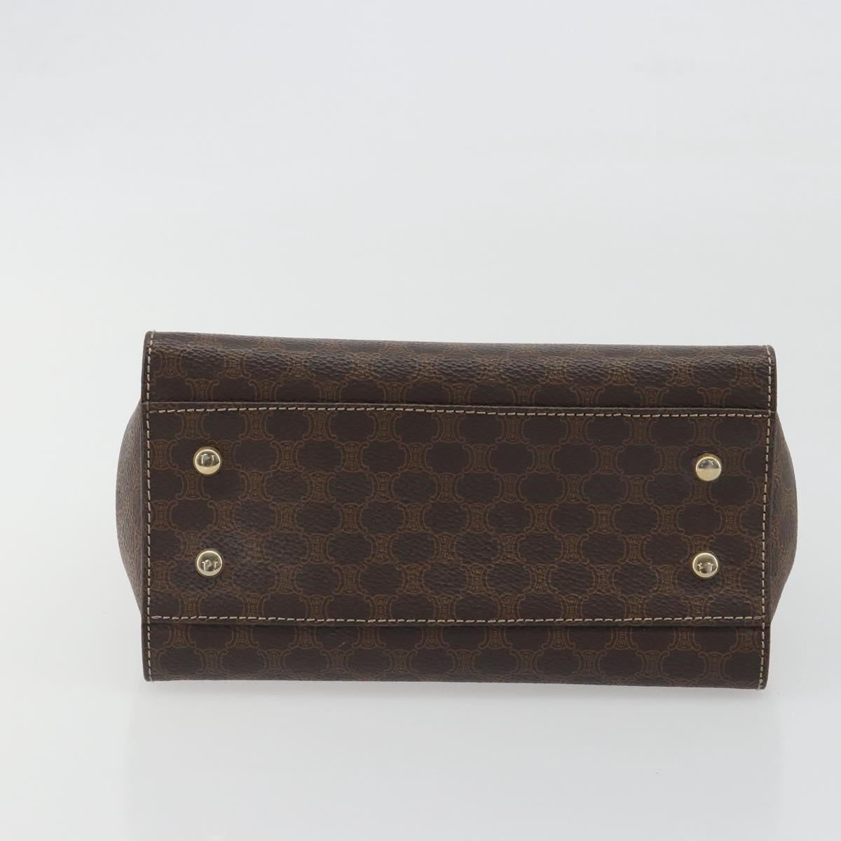 CELINE Macadam Canvas Star ball Hand Bag PVC Leather Brown Gold Auth 195298