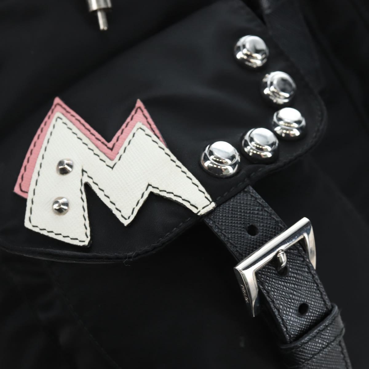 PRADA robot Backpack Nylon Black Silver Auth 195301V