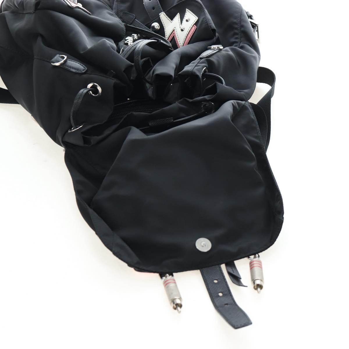 PRADA robot Backpack Nylon Black Silver Auth 195301V
