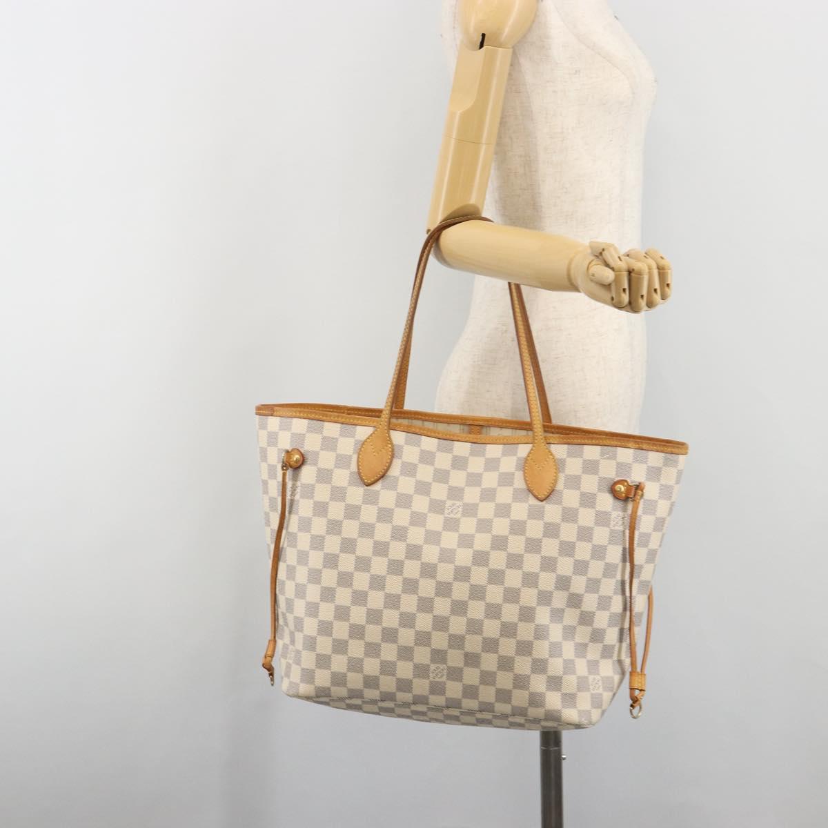 LOUIS VUITTON Damier Azur Neverfull MM Tote Bag N41605 LV Auth 195307
