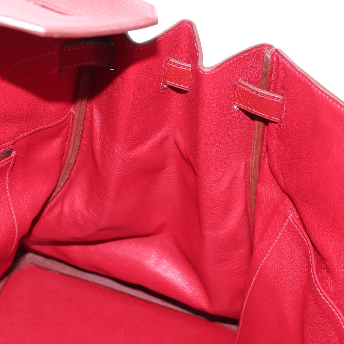 HERMES Birkin 40 Hand Bag Taurillon Clemence Red Gold Auth 195314SM