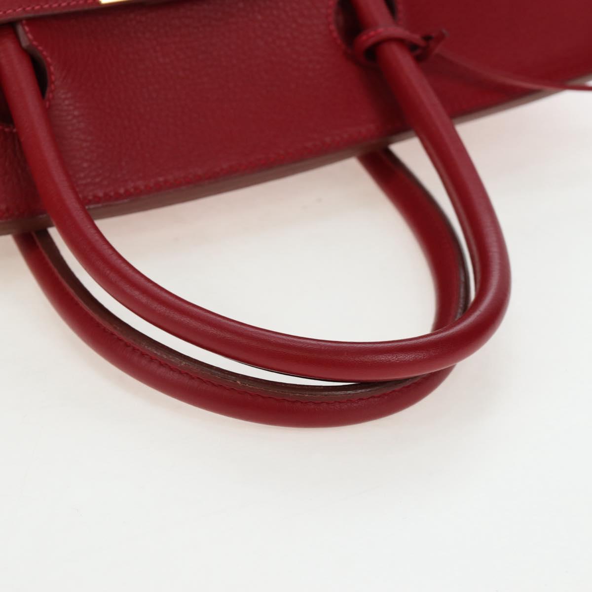HERMES Birkin 40 Hand Bag Taurillon Clemence Red Gold Auth 195314SM