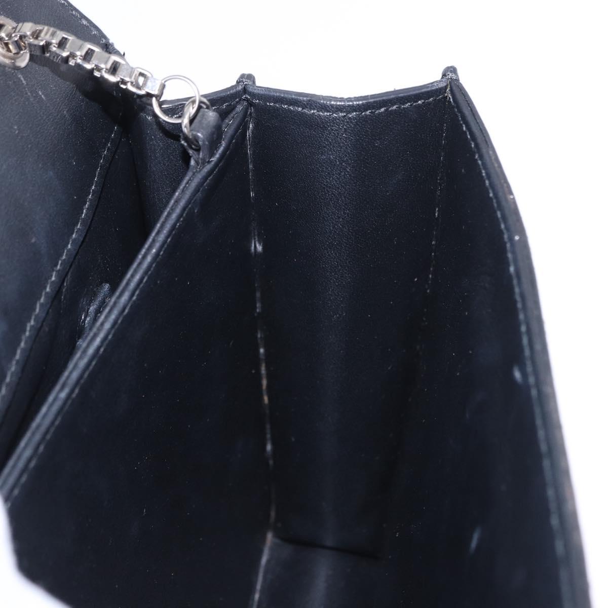Salvatore Ferragamo Gancini Chain Shoulder Bag Leather Black Silver Auth 195321A