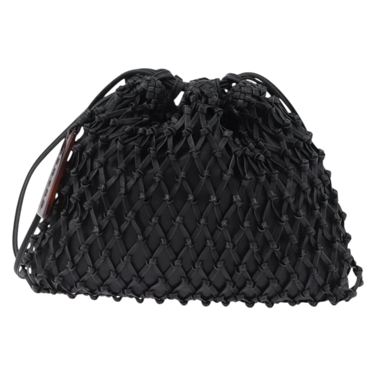 CHANEL Shoulder Bag Leather Black CC Auth 195326
