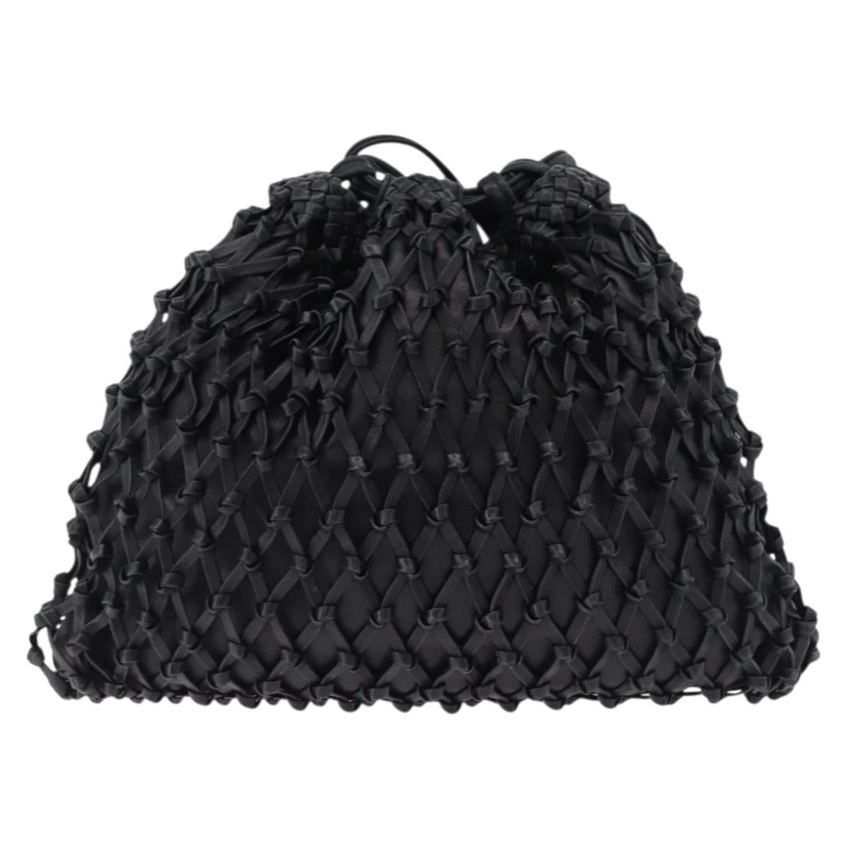 CHANEL Shoulder Bag Leather Black CC Auth 195326
