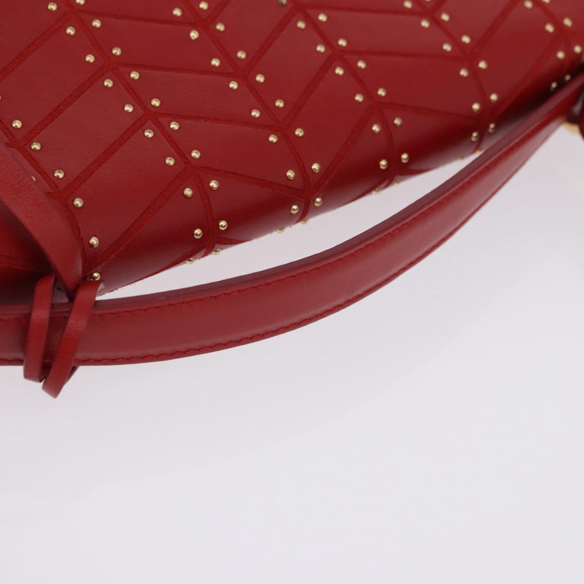 Salvatore Ferragamo Gancini Hand Bag Leather 2way Red Gold Tone Auth 195327A