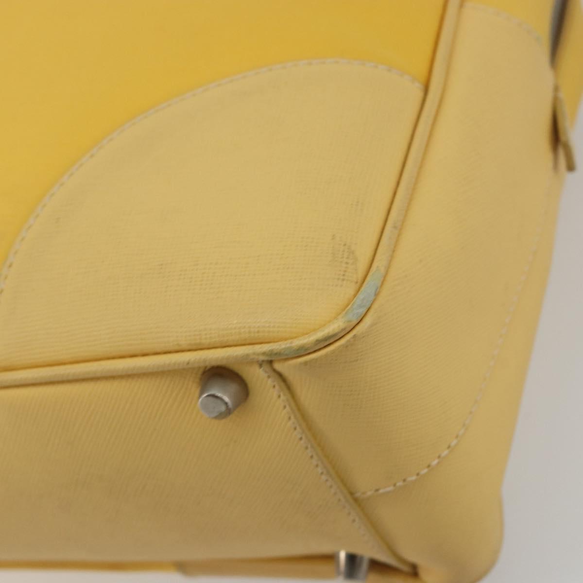 PRADA Tote Bag Canvas Yellow Silver Auth 195332A