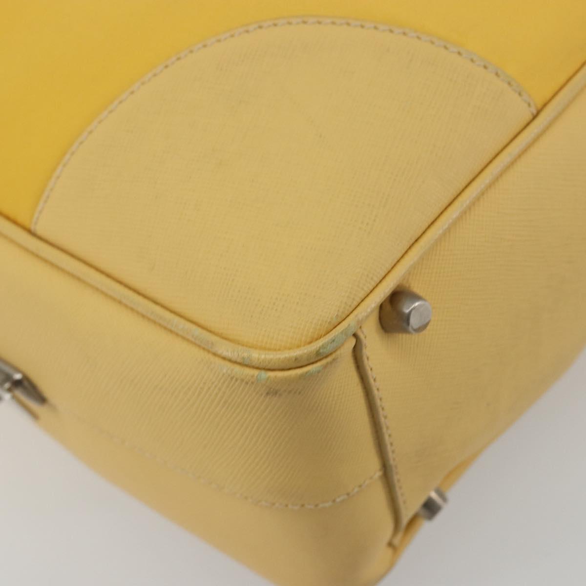 PRADA Tote Bag Canvas Yellow Silver Auth 195332A