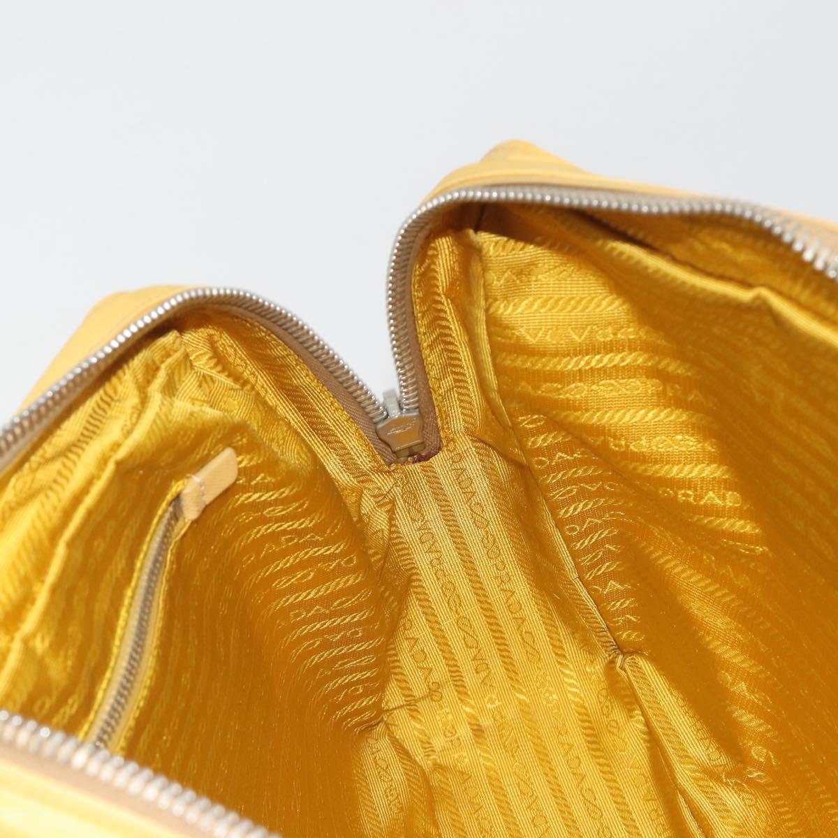 PRADA Tote Bag Canvas Yellow Silver Auth 195332A