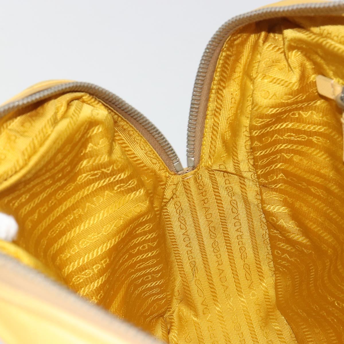 PRADA Tote Bag Canvas Yellow Silver Auth 195332A