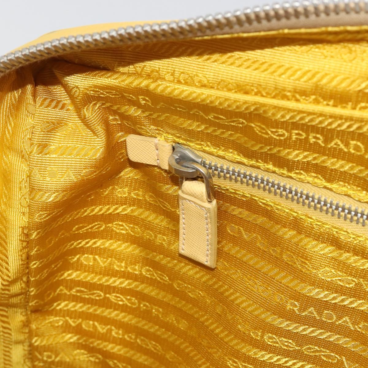 PRADA Tote Bag Canvas Yellow Silver Auth 195332A