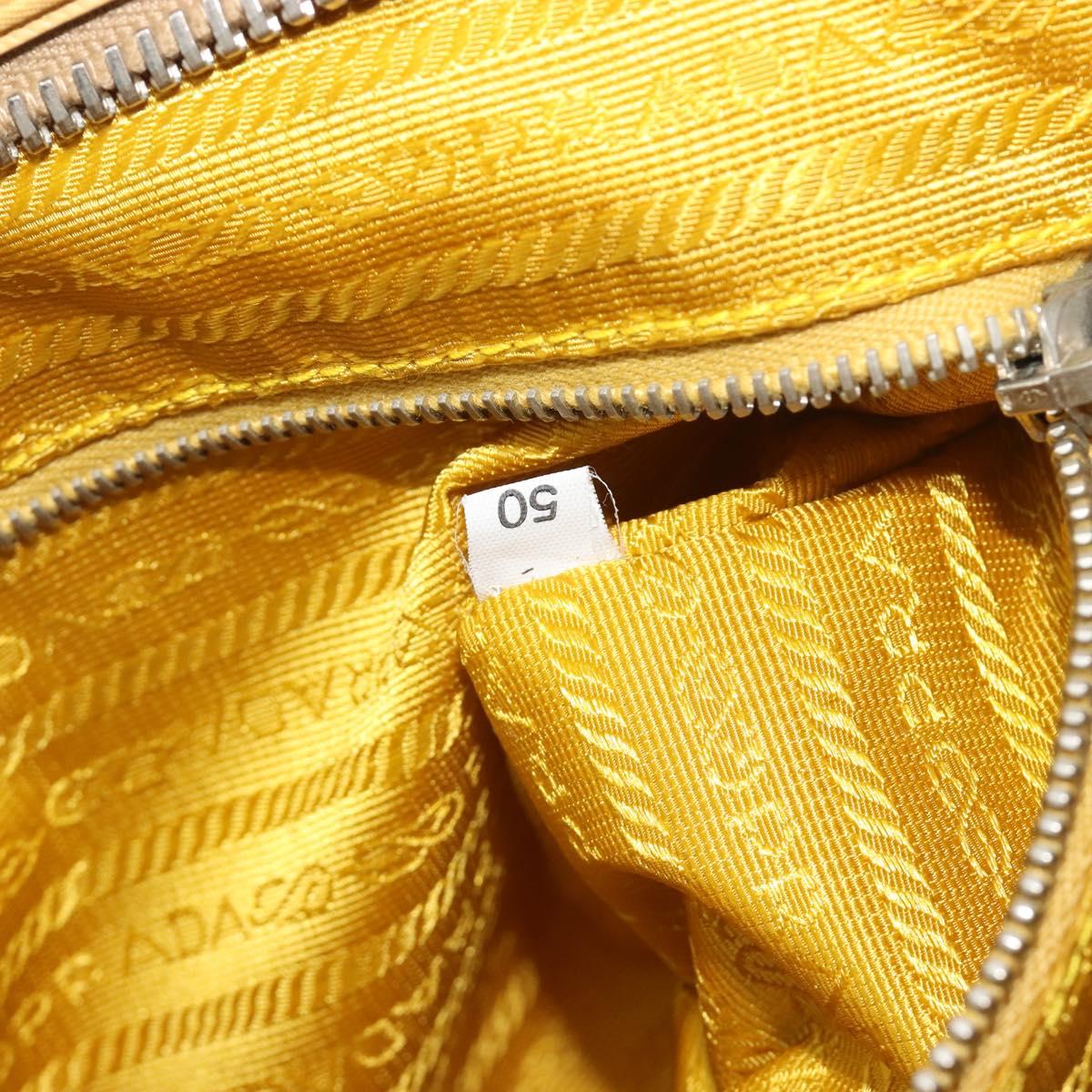 PRADA Tote Bag Canvas Yellow Silver Auth 195332A