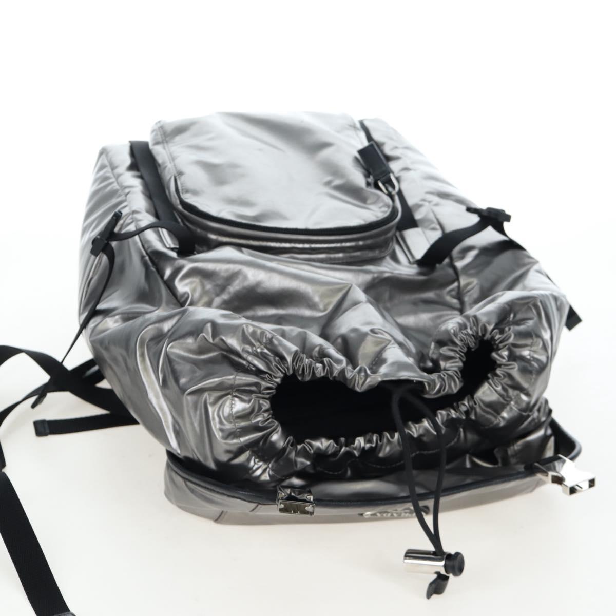 PRADA Backpack Canvas Silver Auth 195333M