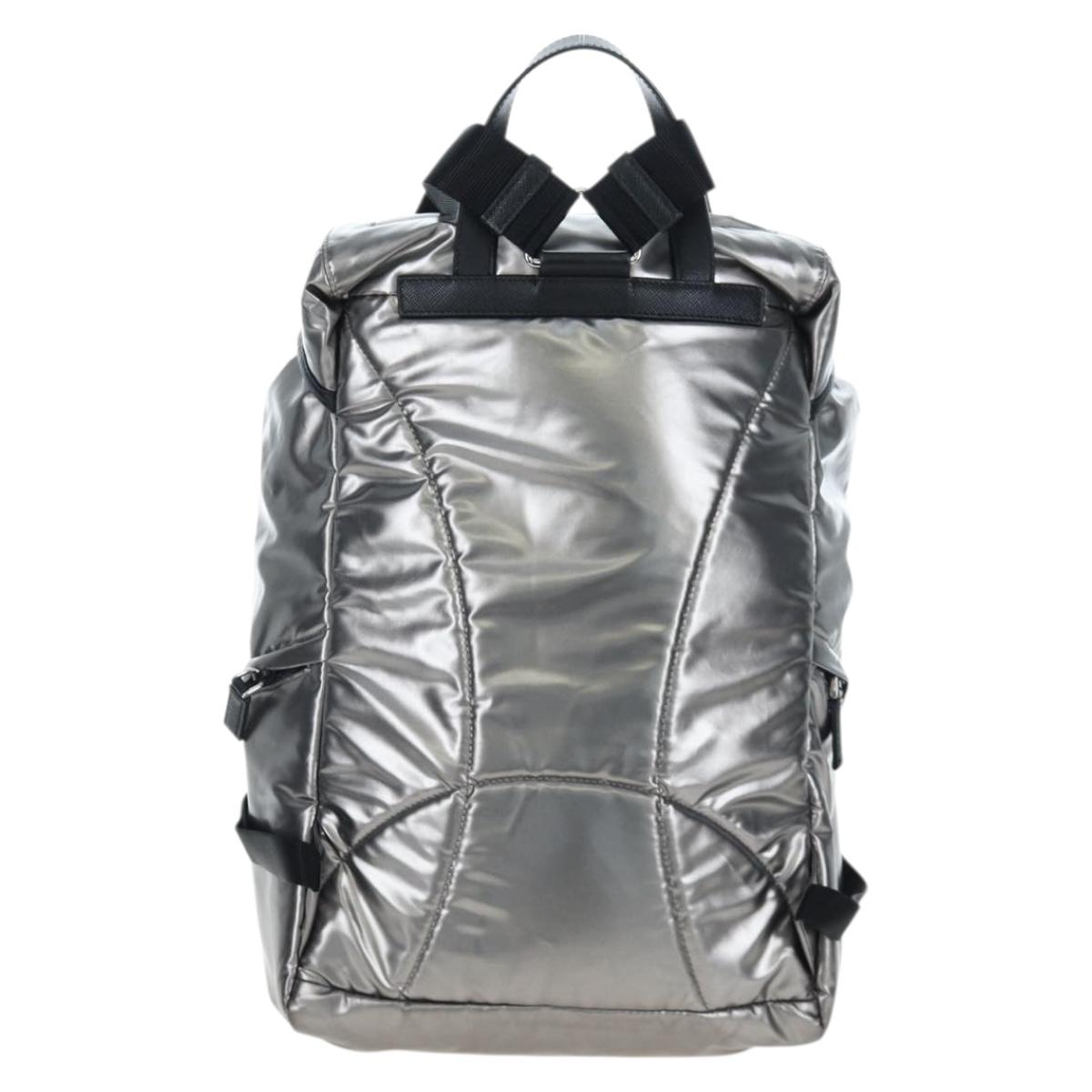 PRADA Backpack Canvas Silver Auth 195333M