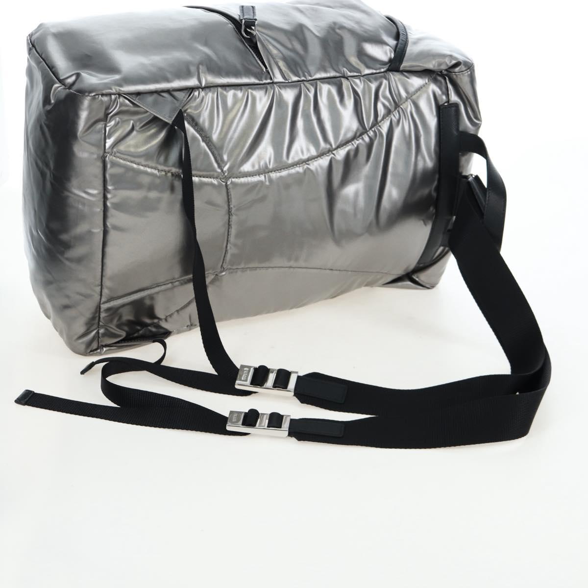 PRADA Backpack Canvas Silver Auth 195333M
