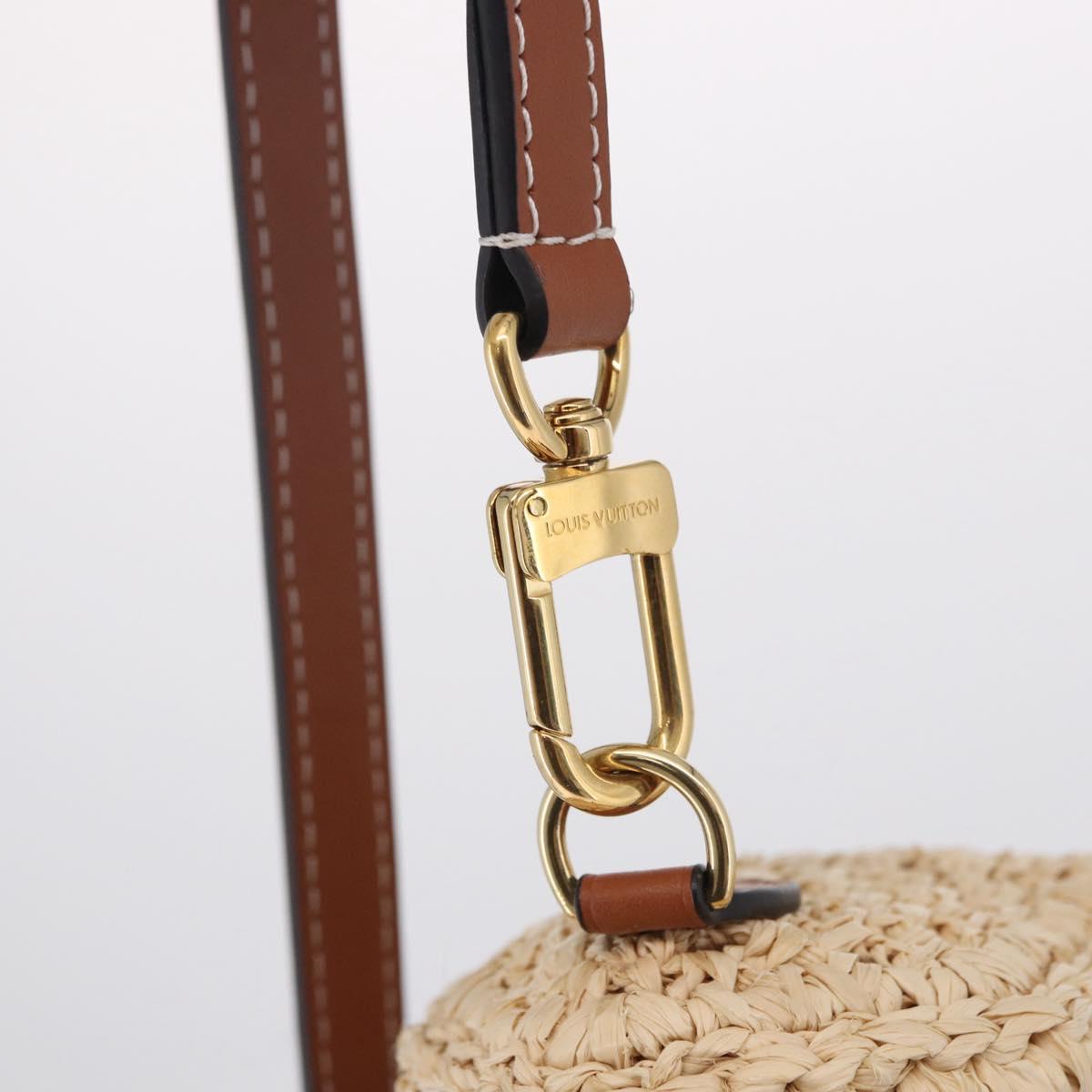LOUIS VUITTON Nano Speedy Hand Bag Raffia 2way Beige Gold M83525 LV Auth 195336SAM