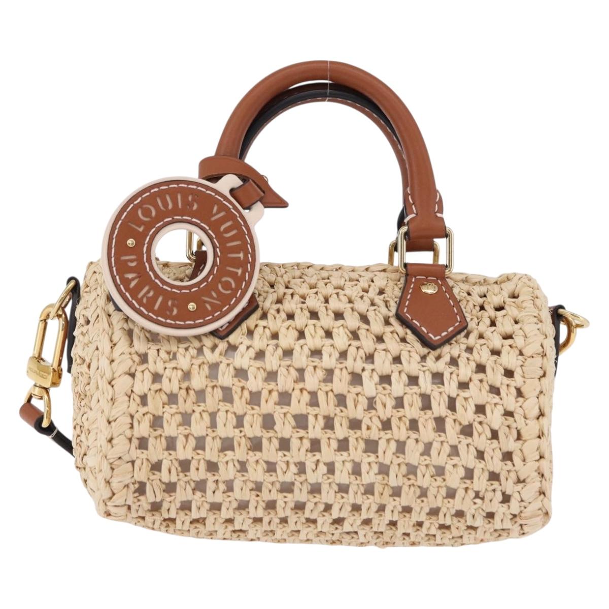 LOUIS VUITTON Nano Speedy Hand Bag Raffia 2way Beige Gold M83525 LV Auth 195336SAM