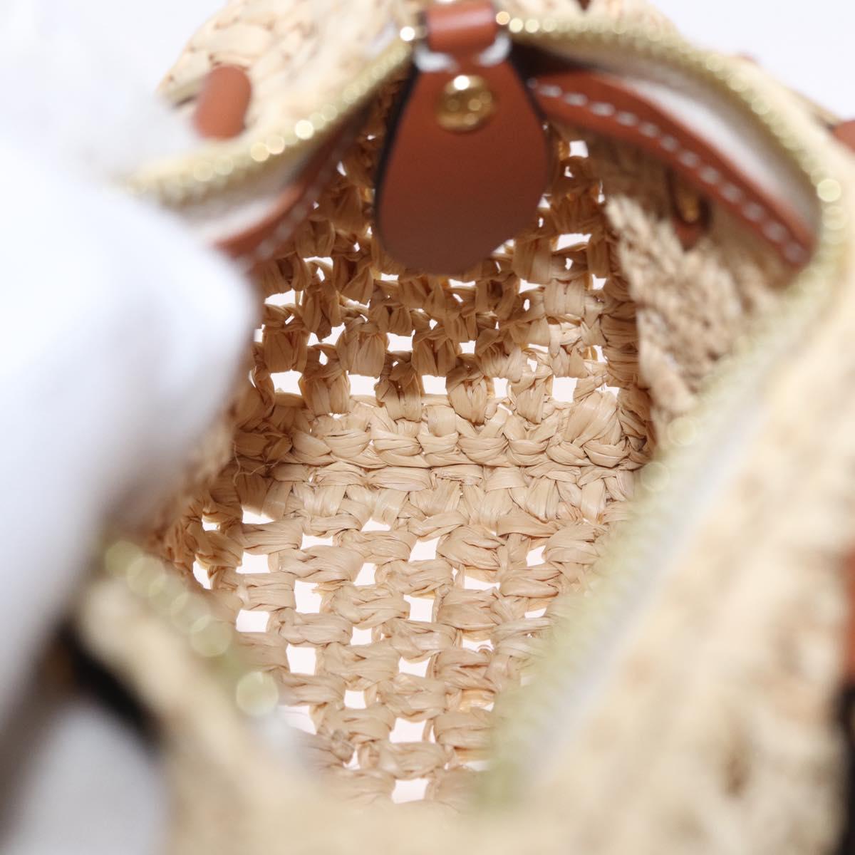 LOUIS VUITTON Nano Speedy Hand Bag Raffia 2way Beige Gold M83525 LV Auth 195336SAM