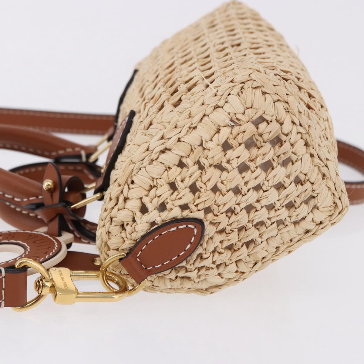LOUIS VUITTON Nano Speedy Hand Bag Raffia 2way Beige Gold M83525 LV Auth 195336SAM