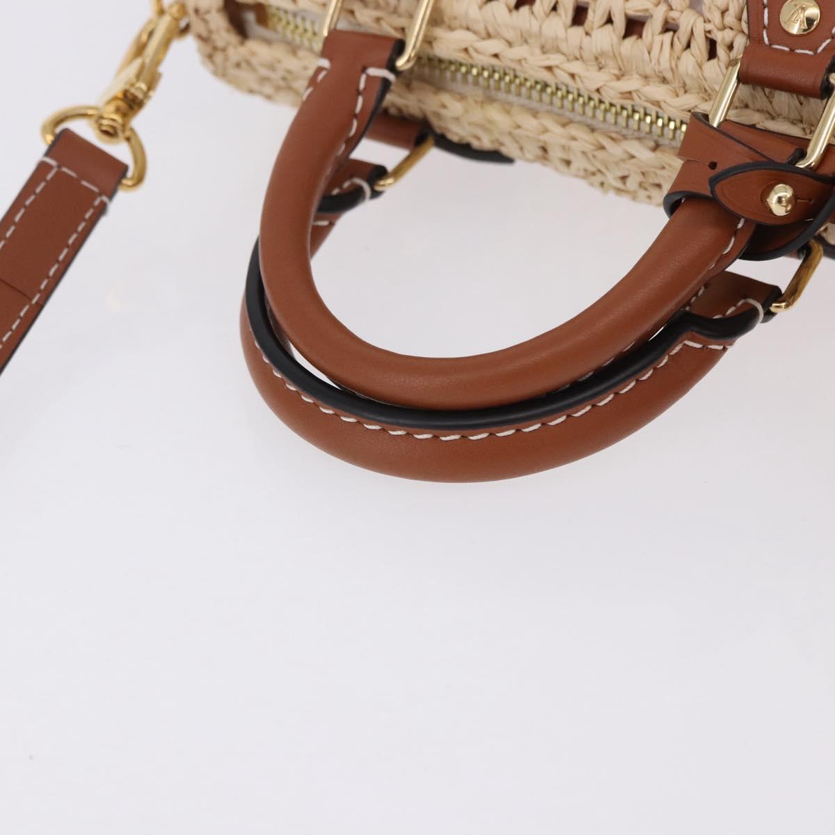 LOUIS VUITTON Nano Speedy Hand Bag Raffia 2way Beige Gold M83525 LV Auth 195336SAM