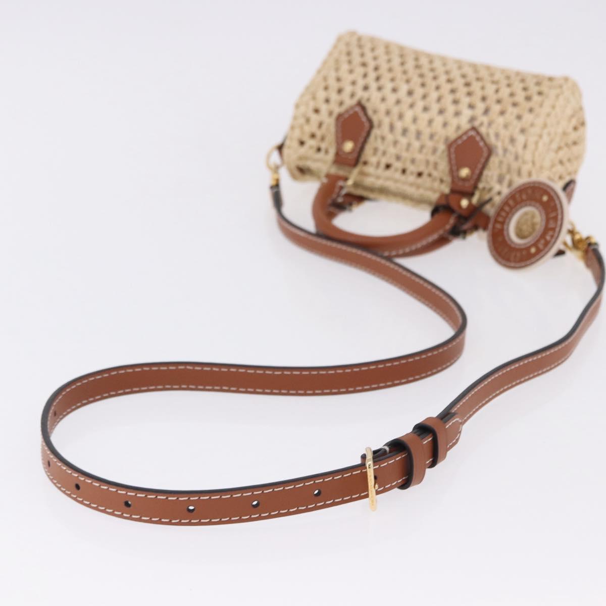 LOUIS VUITTON Nano Speedy Hand Bag Raffia 2way Beige Gold M83525 LV Auth 195336SAM