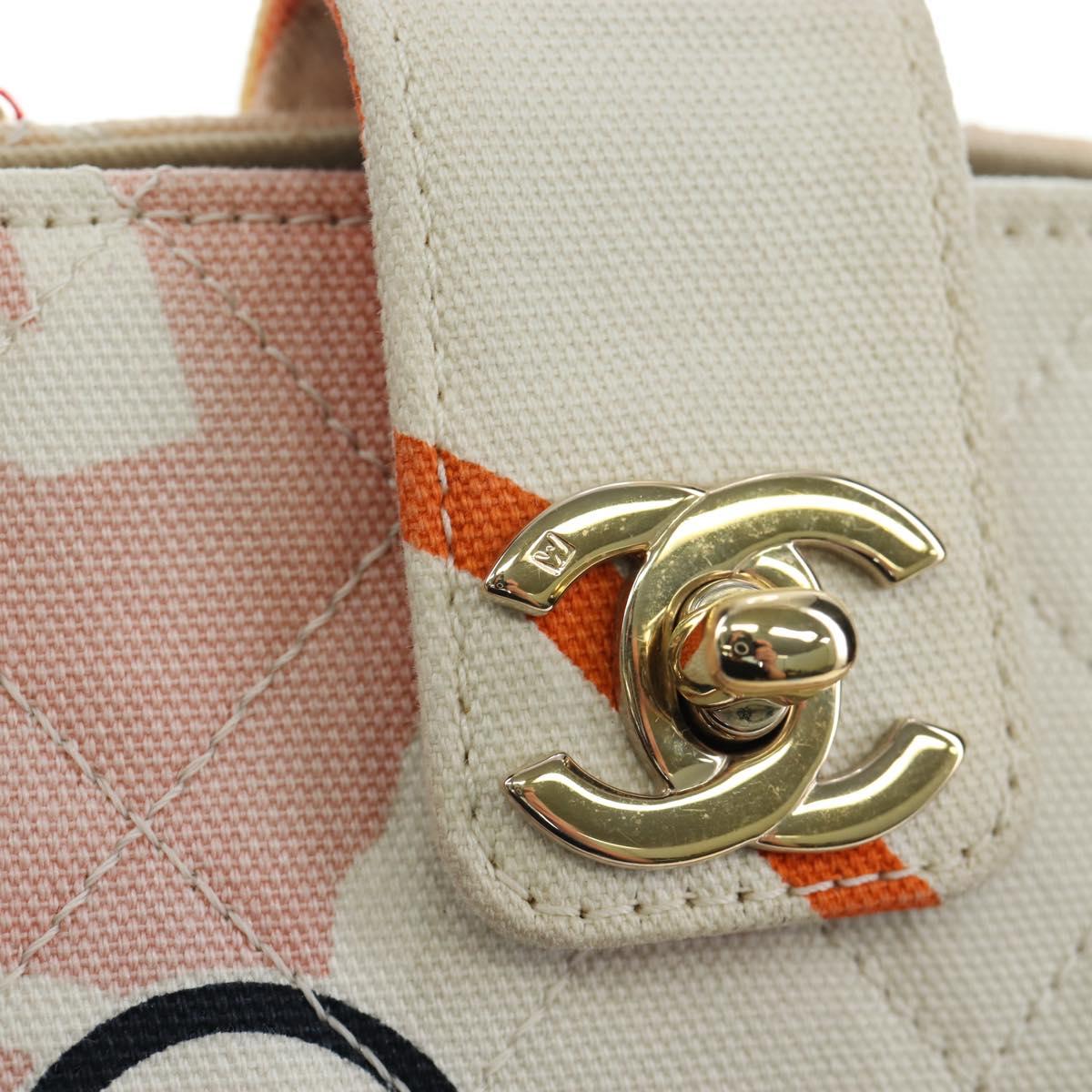 CHANEL Matelasse Chain Shoulder Bag Canvas Multicolor Gold CC Auth 195337SM