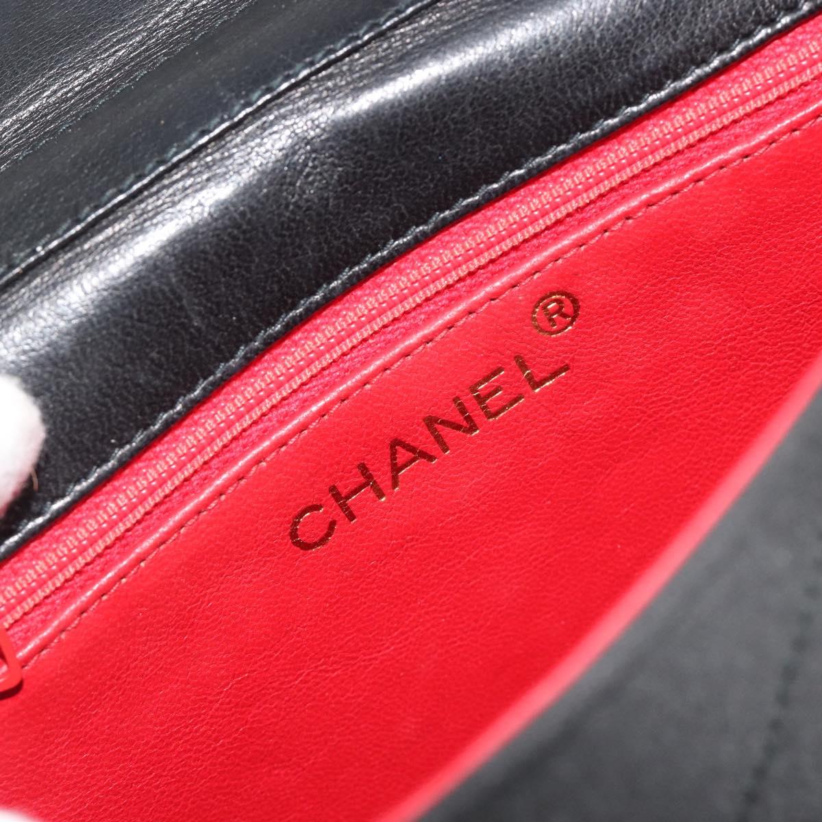 CHANEL Matelasse Chain Shoulder Bag Satin Black Gold CC Auth 195338A