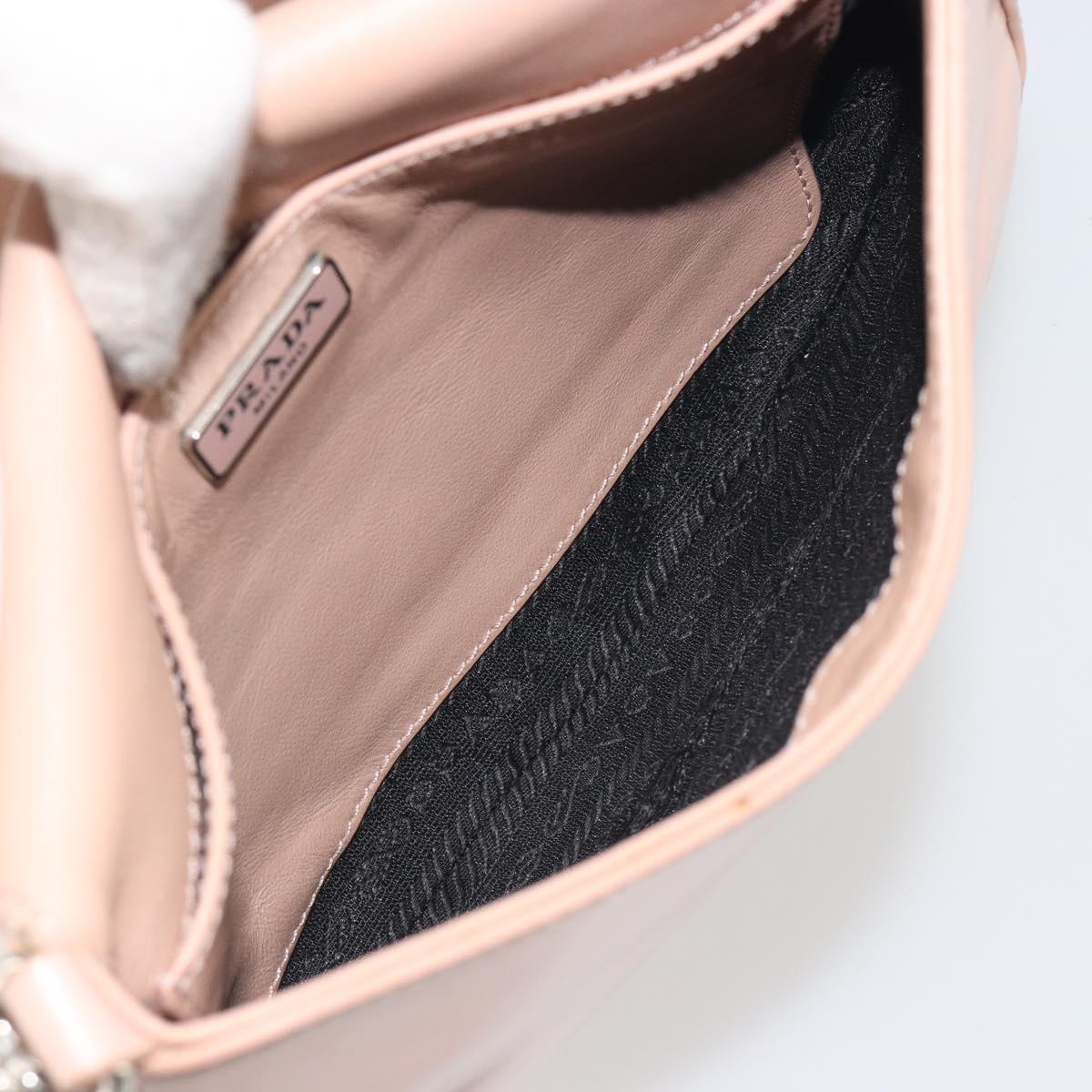 PRADA Creo Shoulder Bag Leather Pink Silver Auth 195340A