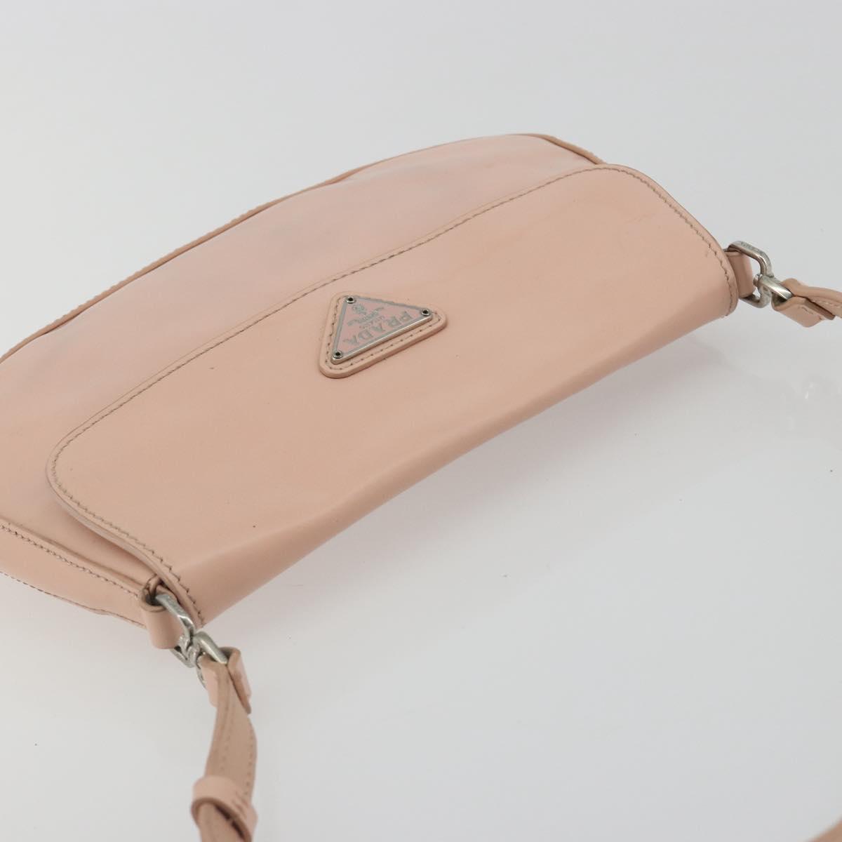 PRADA Creo Shoulder Bag Leather Pink Silver Auth 195340A