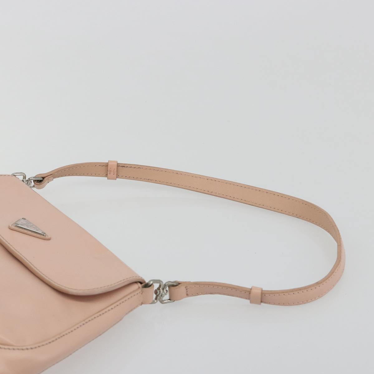 PRADA Creo Shoulder Bag Leather Pink Silver Auth 195340A