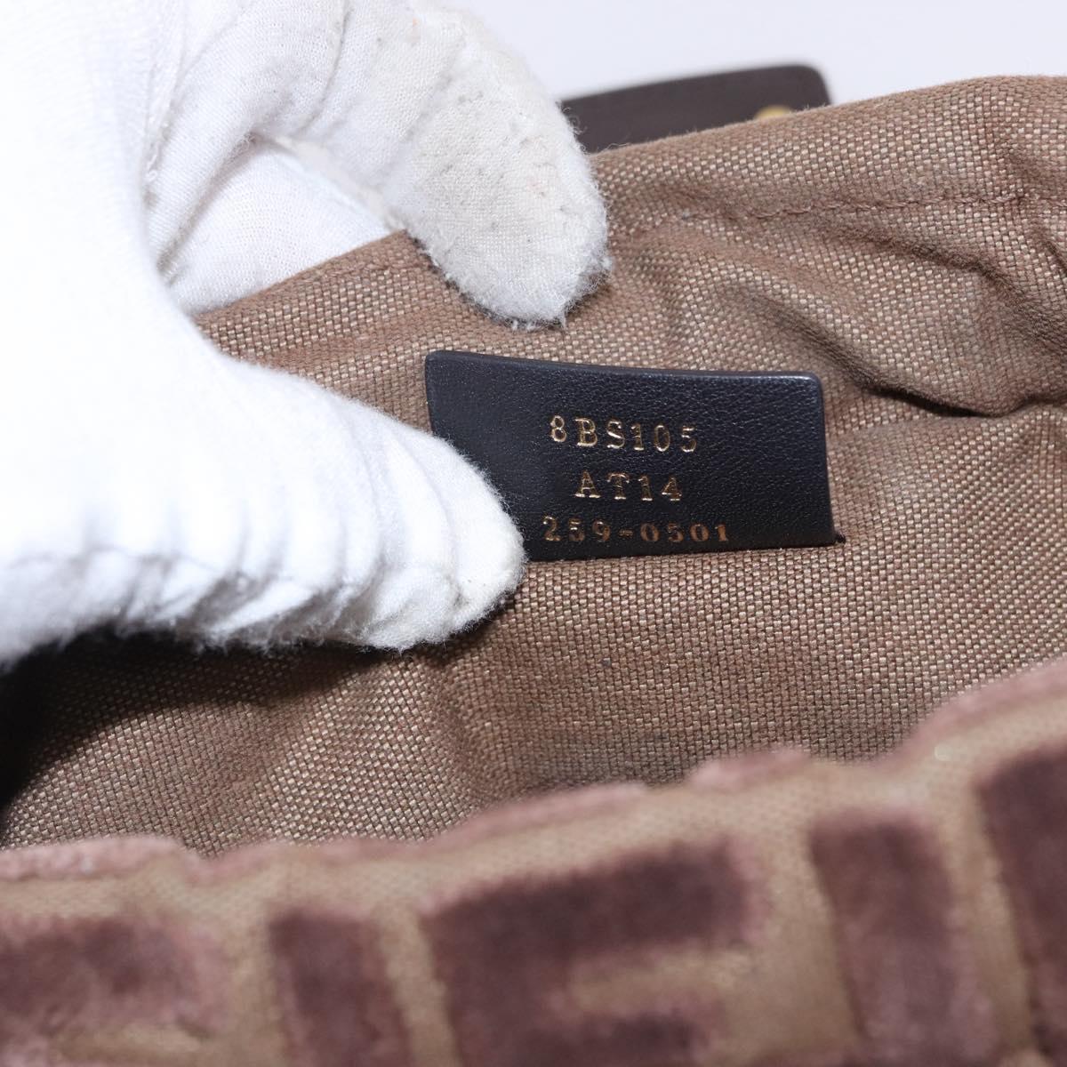 FENDI Zucca Canvas Mamma Baguette Shoulder Bag Brown Gold Auth 195343M