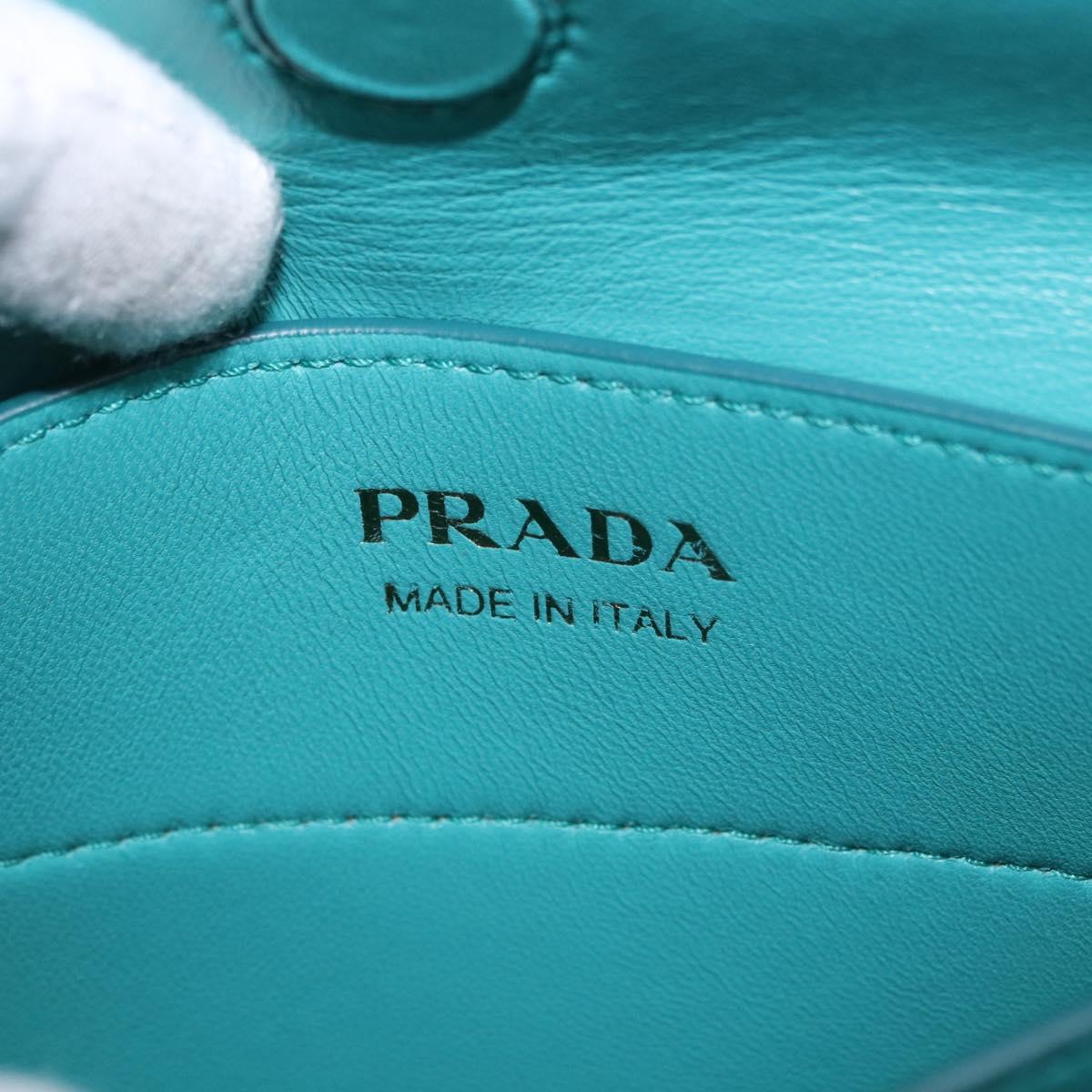 PRADA Hand Bag Saffiano 2way Light Blue Gold Tone Auth 195344M