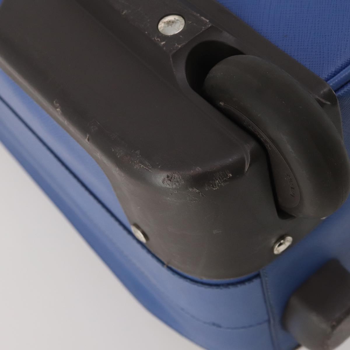 PRADA Suitcase Saffiano Blue Silver Auth 195345A