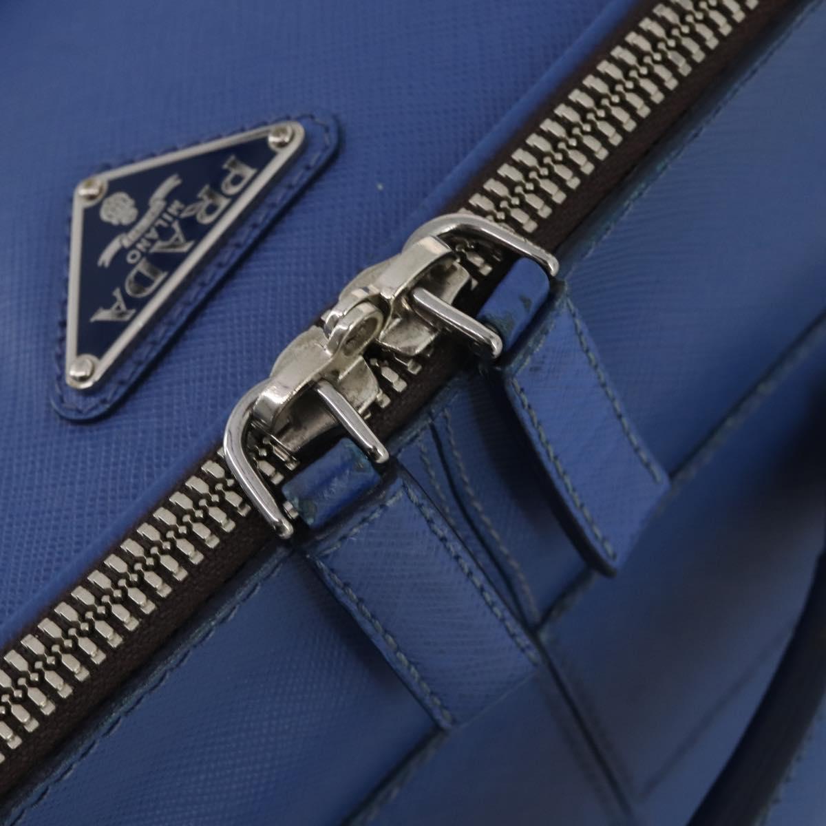 PRADA Suitcase Saffiano Blue Silver Auth 195345A