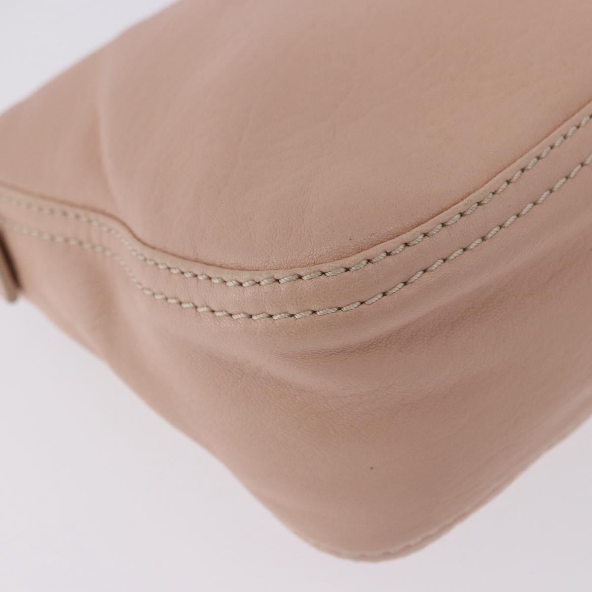 FENDI Mamma Baguette Shoulder Bag Leather Pink Gold Auth 195351M