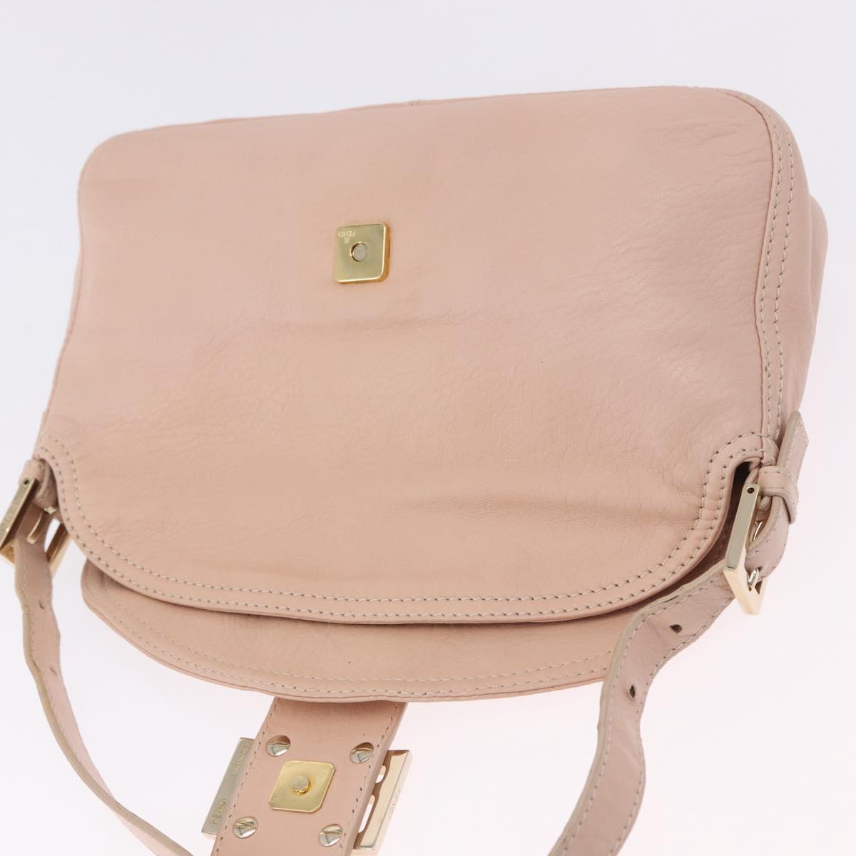 FENDI Mamma Baguette Shoulder Bag Leather Pink Gold Auth 195351M