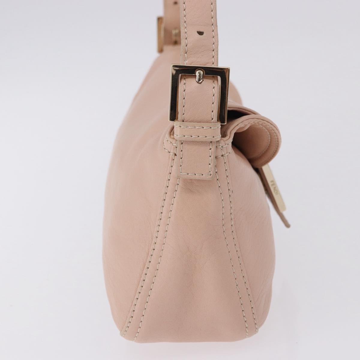 FENDI Mamma Baguette Shoulder Bag Leather Pink Gold Auth 195351M