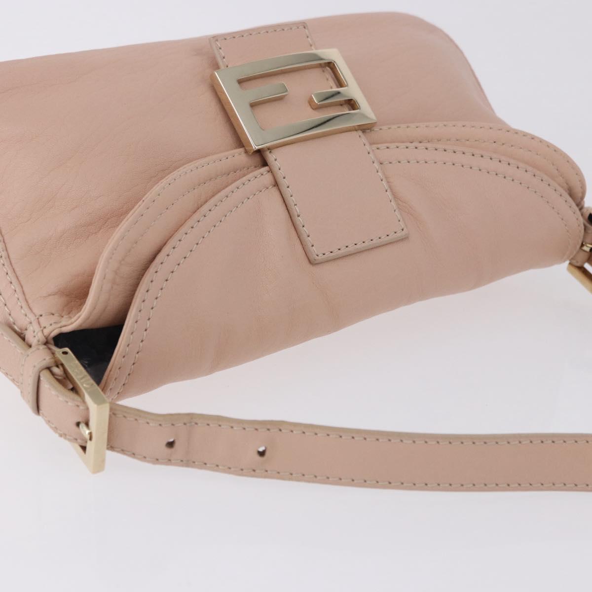 FENDI Mamma Baguette Shoulder Bag Leather Pink Gold Auth 195351M