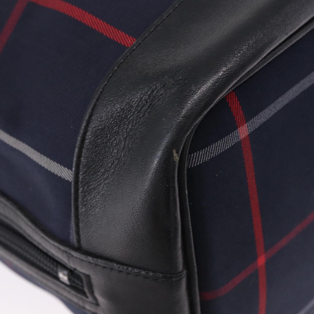 Burberrys Nova Check Shoulder Bag Canvas Navy Gold Tone Auth 195352