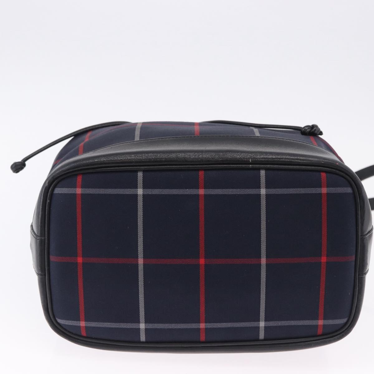 Burberrys Nova Check Shoulder Bag Canvas Navy Gold Tone Auth 195352