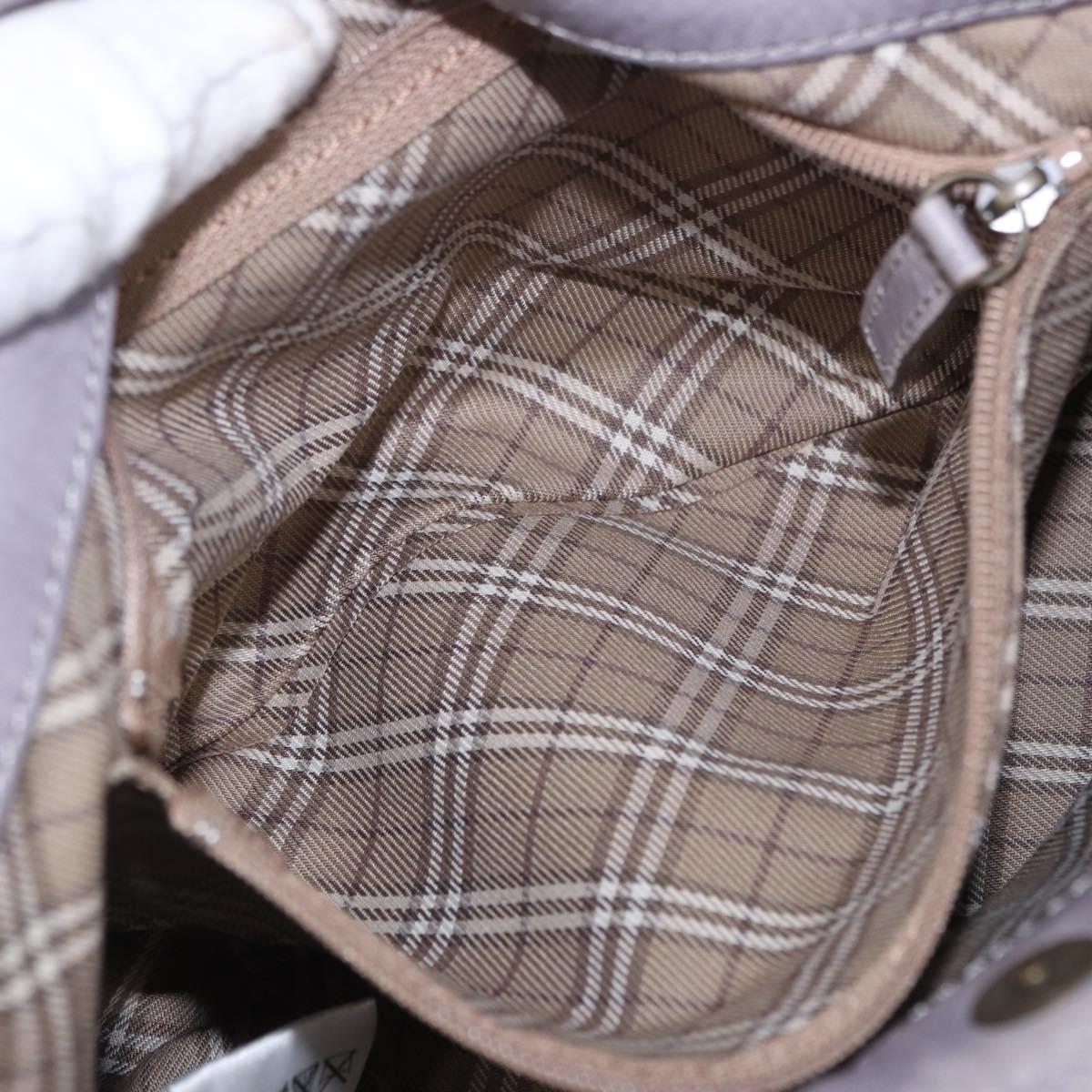 BURBERRY Shoulder Bag Leather Gray Gold Tone Auth 195354A