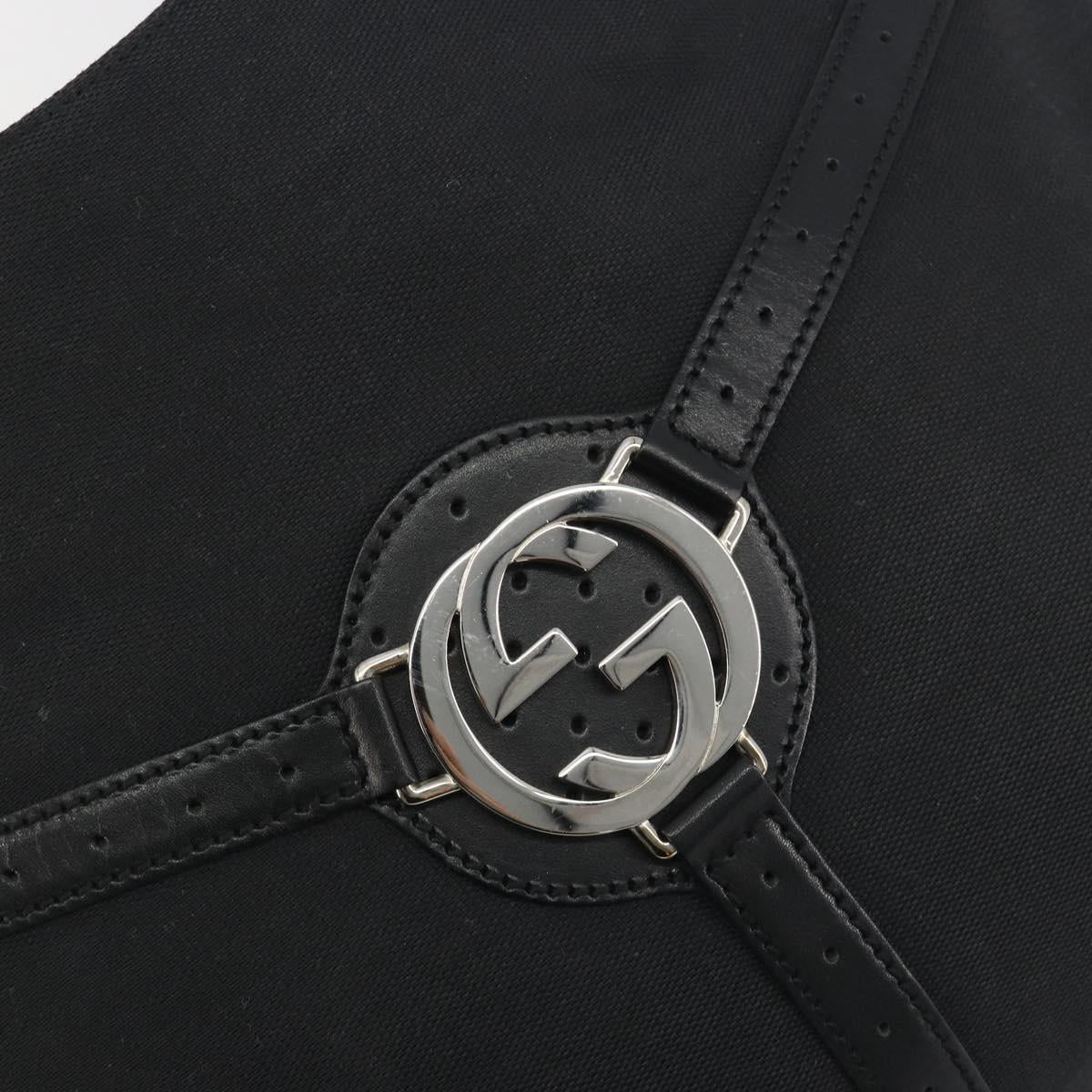 GUCCI Interlocking G Hand Bag Canvas Black Silver Auth 195355V