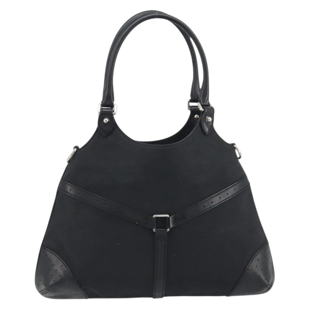 GUCCI Interlocking G Hand Bag Canvas Black Silver Auth 195355V