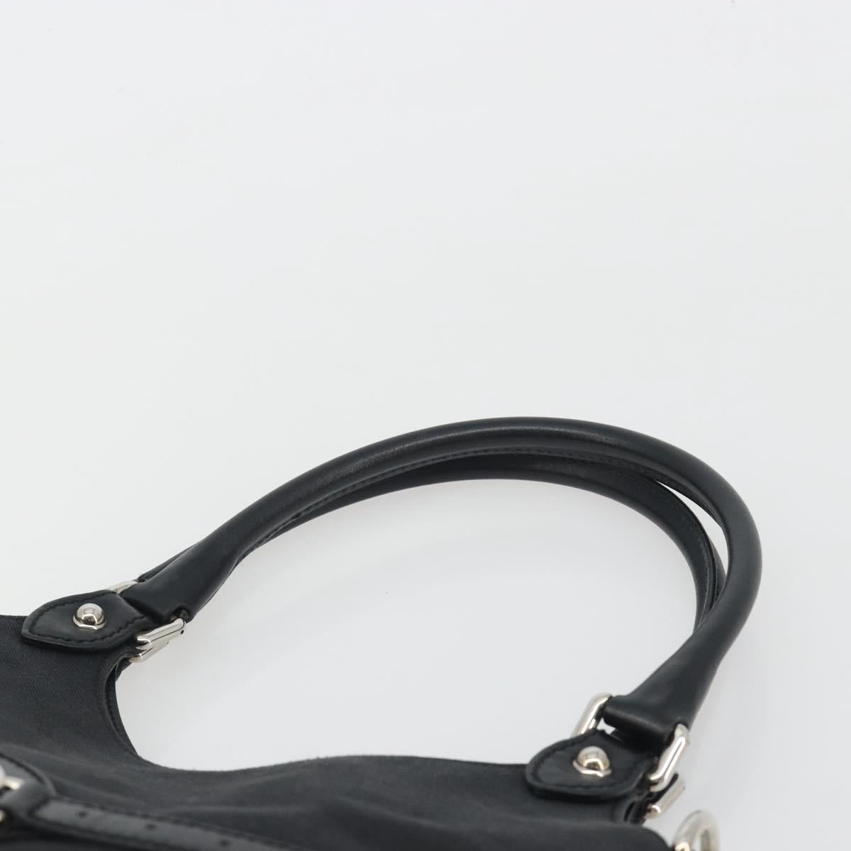 GUCCI Interlocking G Hand Bag Canvas Black Silver Auth 195355V