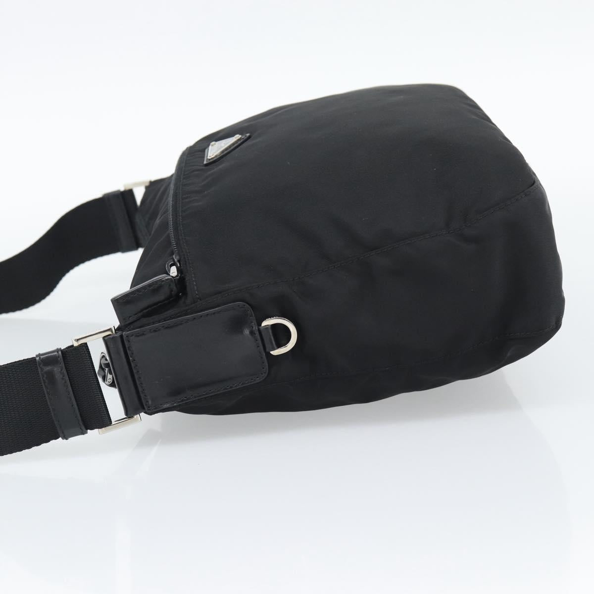 PRADA Shoulder Bag Nylon Black Silver Auth 195363V