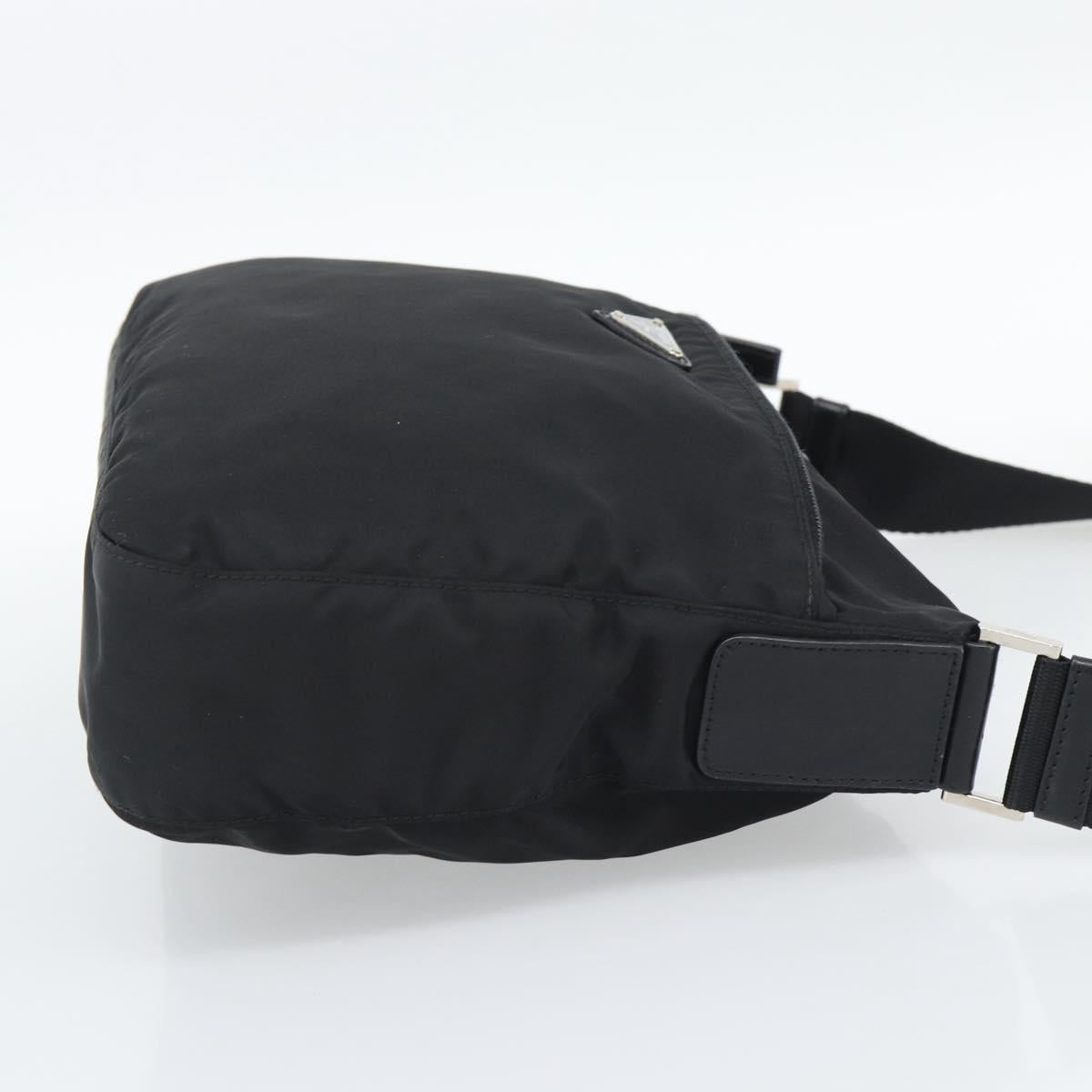 PRADA Shoulder Bag Nylon Black Silver Auth 195363V