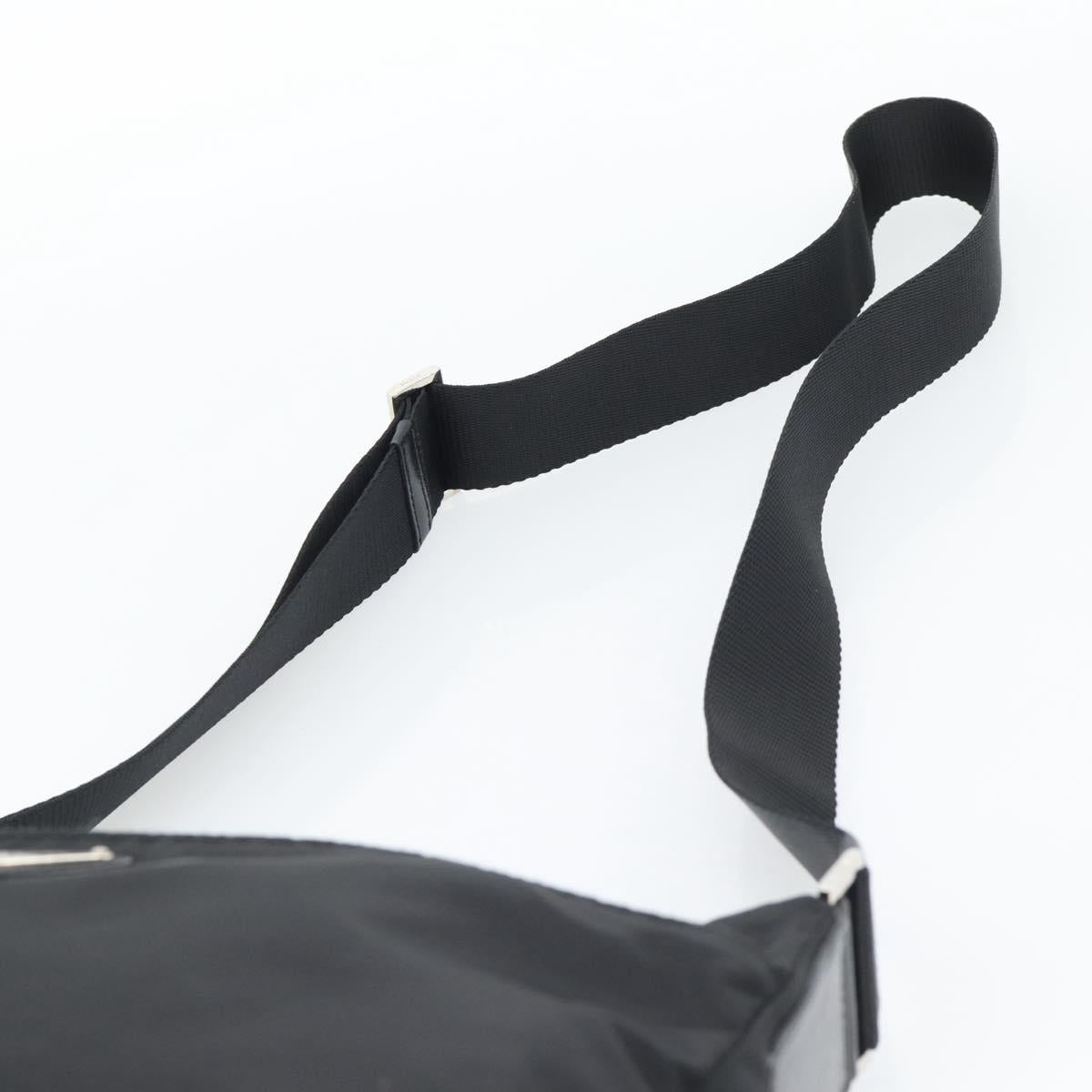 PRADA Shoulder Bag Nylon Black Silver Auth 195363V