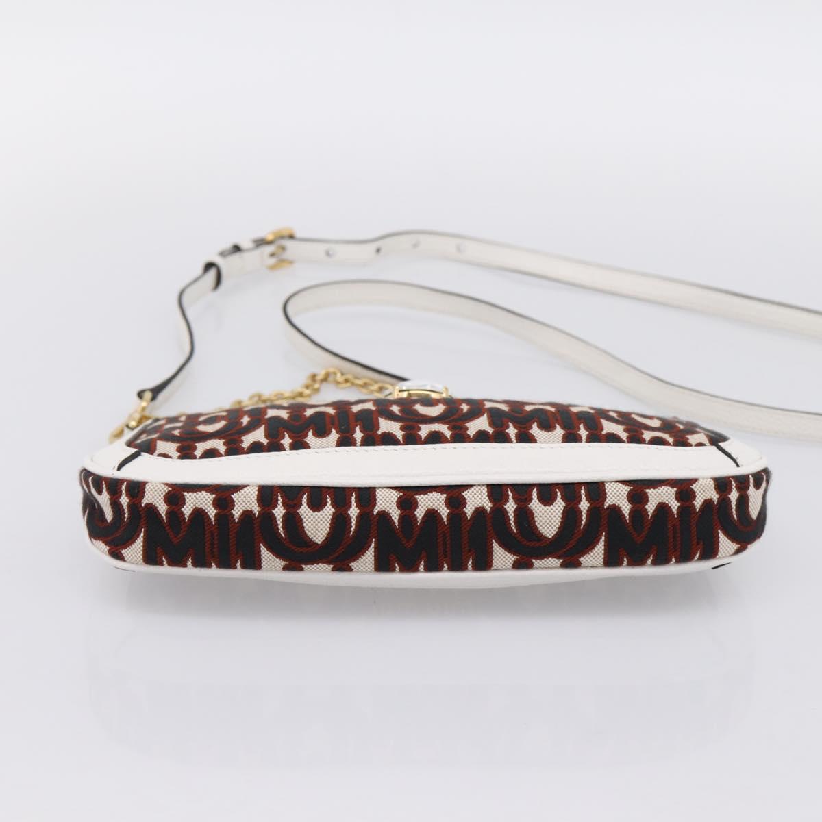 Miu Miu Chain Shoulder Bag Canvas 2way Beige Gold Auth 195364V