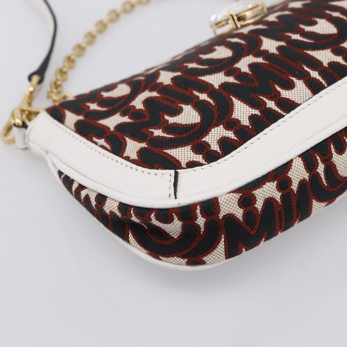 Miu Miu Chain Shoulder Bag Canvas 2way Beige Gold Auth 195364V